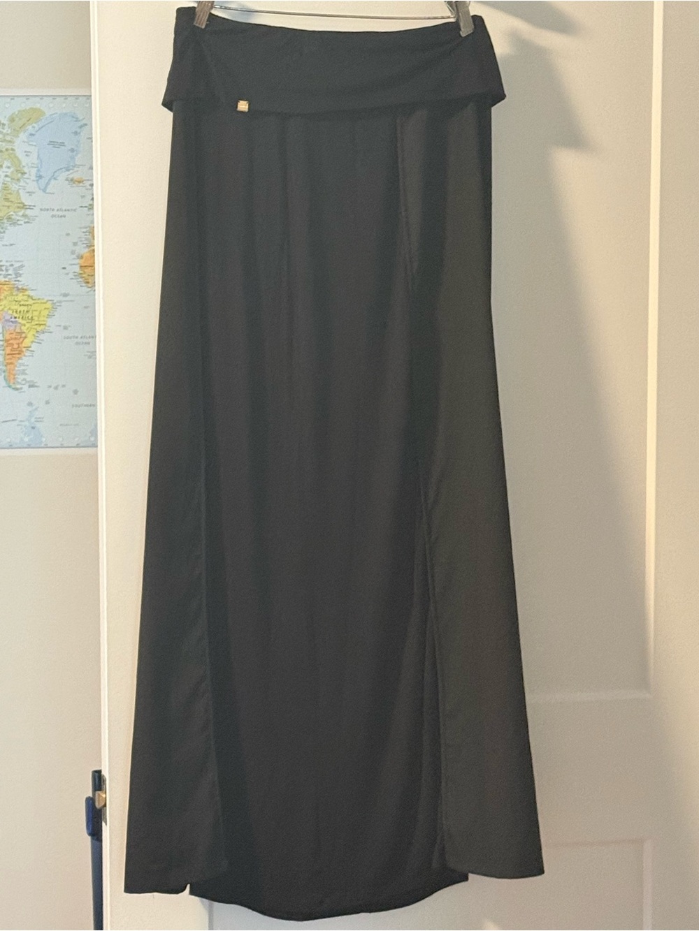 Calvin Klein Black Maxi Skirt with Fold-Over Waist